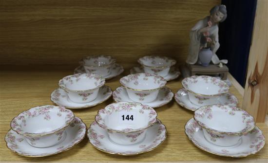 A Lladro figure of a Japanese lady, and a Limoges dessert set
